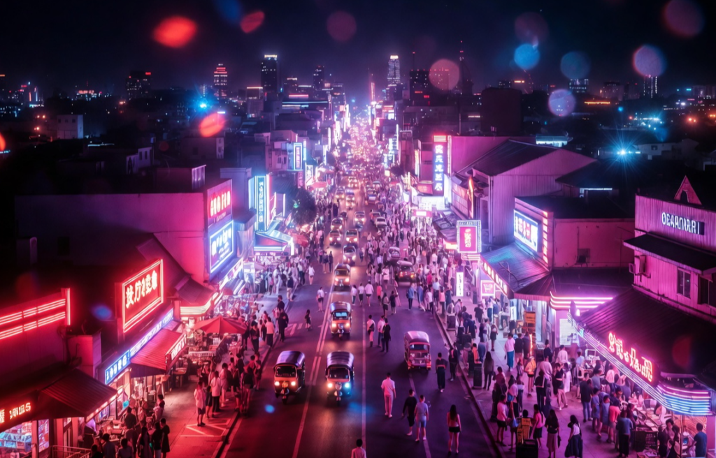 Night time scene in Thailand