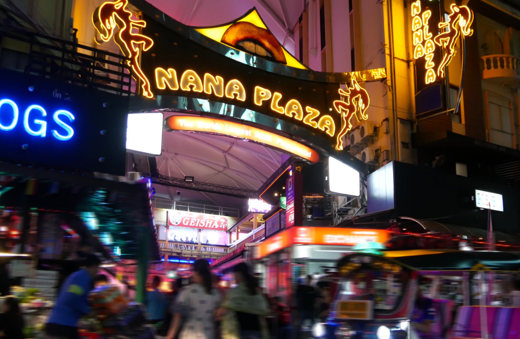Sukhumvit Soi 4 entrance to Nana Plaza Bangkok with beer bars and tourists