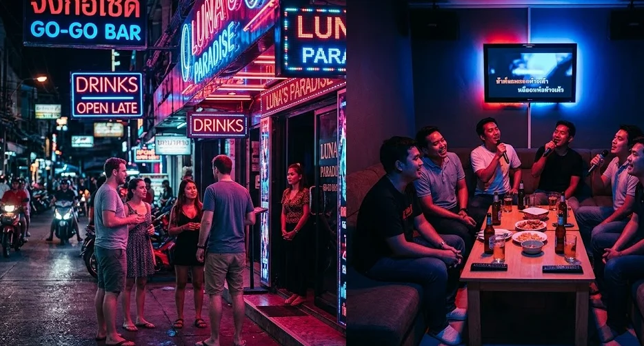 Foreign tourists and thai men nightlife
